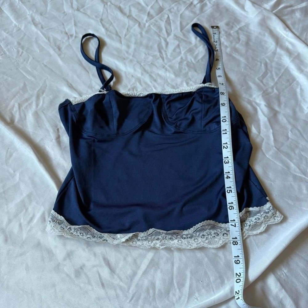 Blue and White Lace Cami Top Y2K - Picture 5 of 6